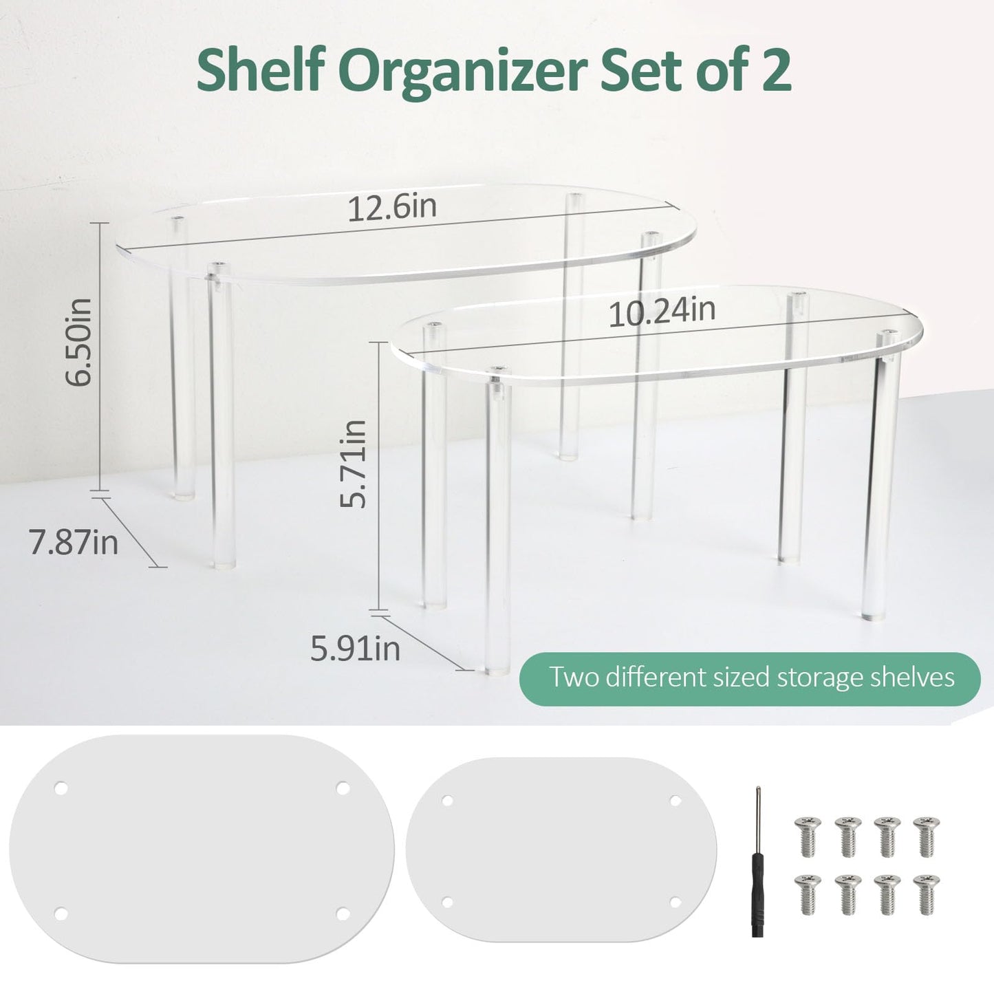 2 Pack Clear Stackable Cabinet Organizer Shelves