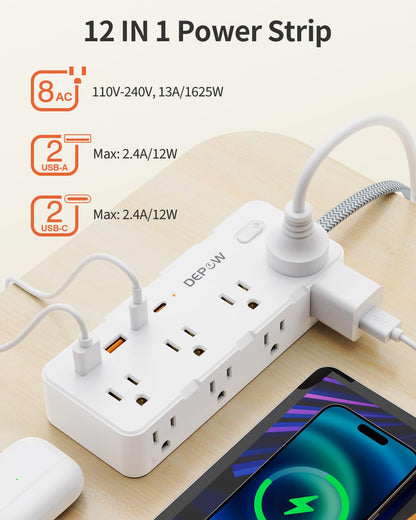DEPOW 8 Outlet Surge Protector with USB Ports
