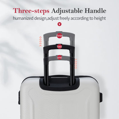 Widfre Luggage Sets 3 Pieces Carry on Suitcase Hardshell Lightweight Travel with Double Spinner Wheels Locks TSA Approved (White)