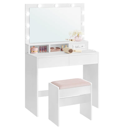 VASAGLE Makeup Vanity Desk with Lights and Stool