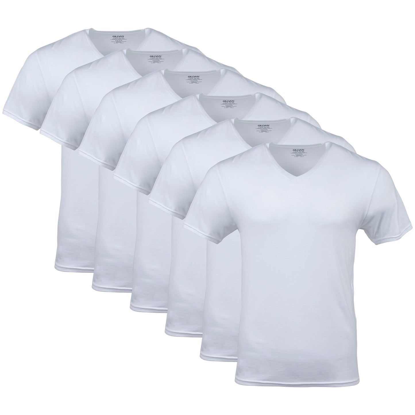 Gildan Men's V-Neck T-Shirts 6-Pack, White