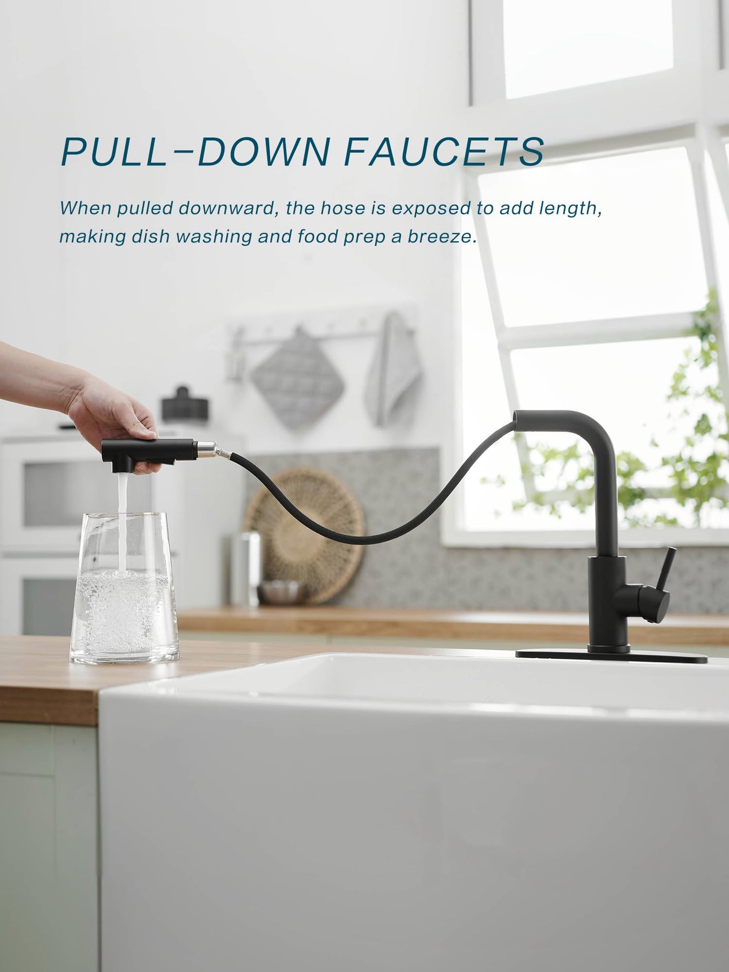 JOOM Black Pull Down Kitchen Faucet with Sprayer