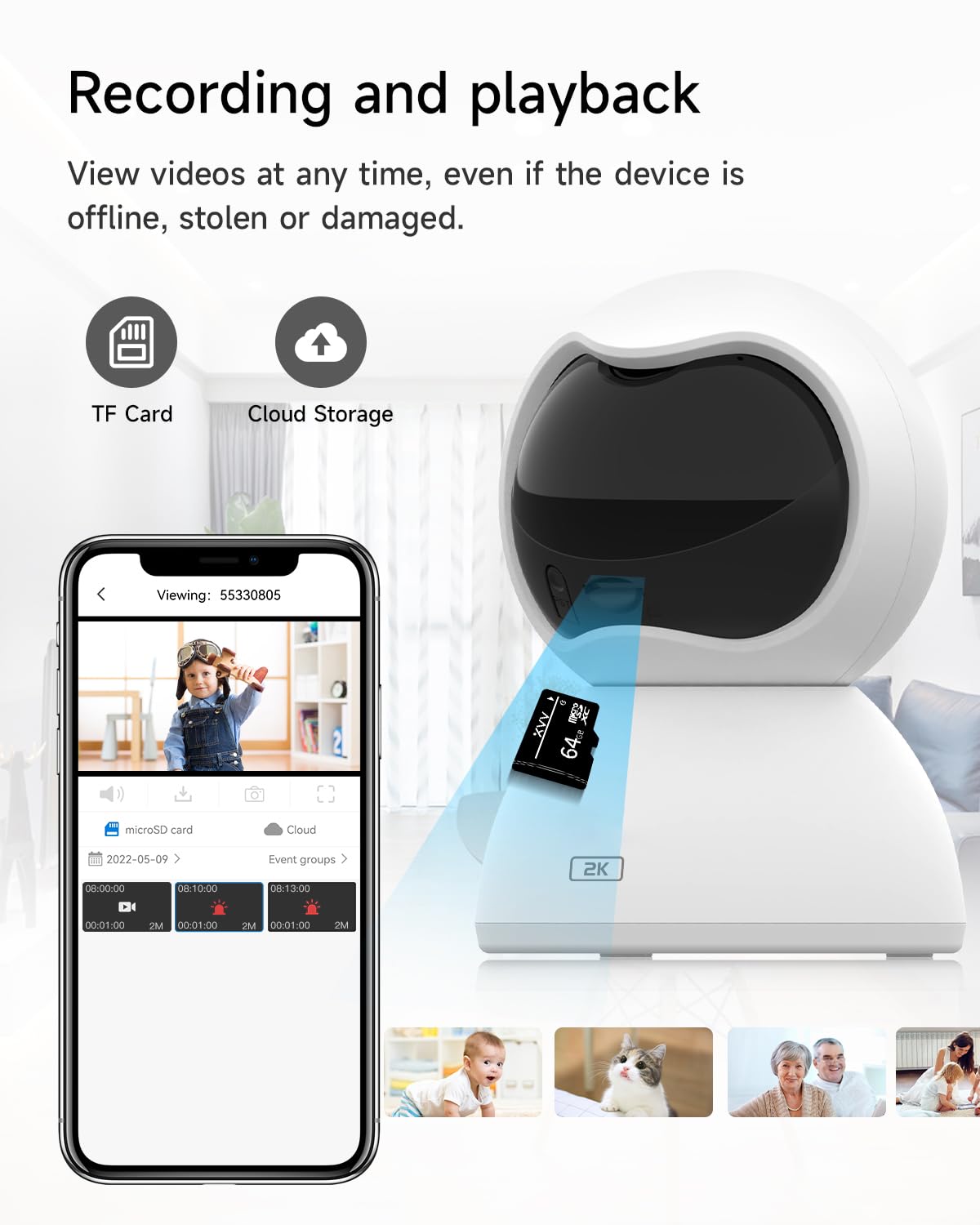 2K HD Pan/Tilt Indoor Security Camera with Audio