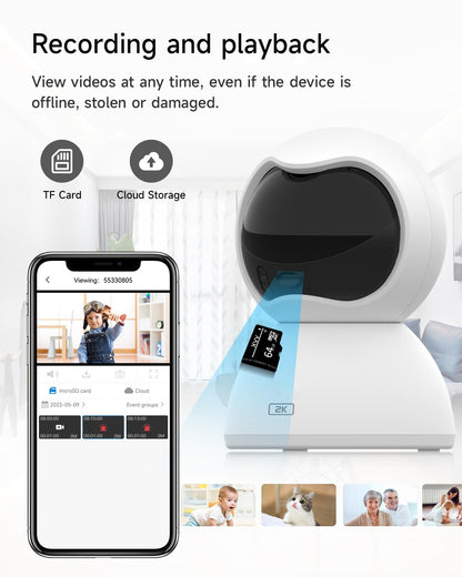 2K HD Pan/Tilt Indoor Security Camera with Audio