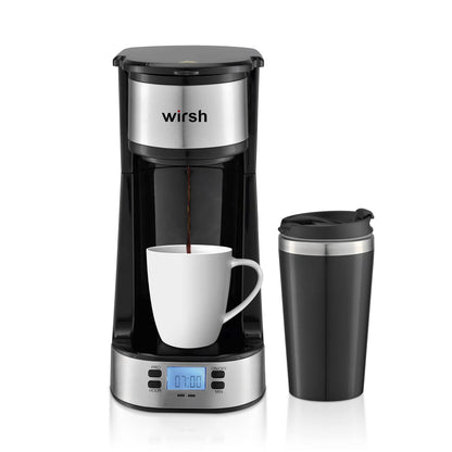 Single Serve Coffee Maker with Timer & Mug