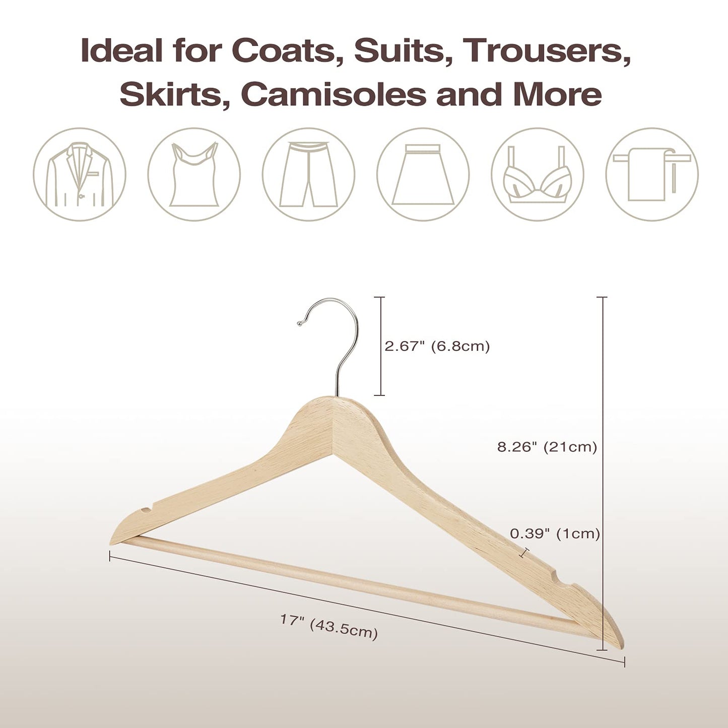 Wooden Hangers 20-Pack with 360° Swivel Hooks