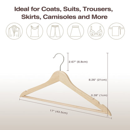 Wooden Hangers 20-Pack with 360° Swivel Hooks