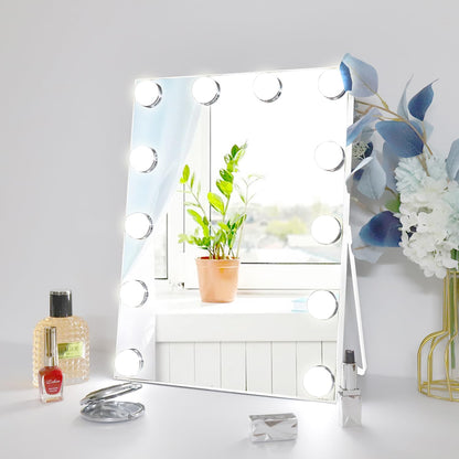 RAHYUN Makeup Mirror with Lights, Vanity Mirror with Lights Hollywood Style, 3 Color Modes, 12 Dimmable LED Bulbs, Touch Control, 360° Rotation, Lightweight & Elegant, 10"x 12"