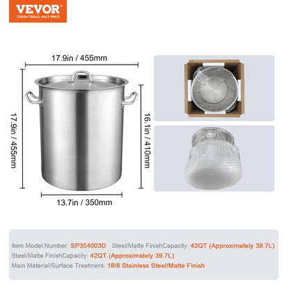 42QT VEVOR Stainless Steel Stockpot for Cooking