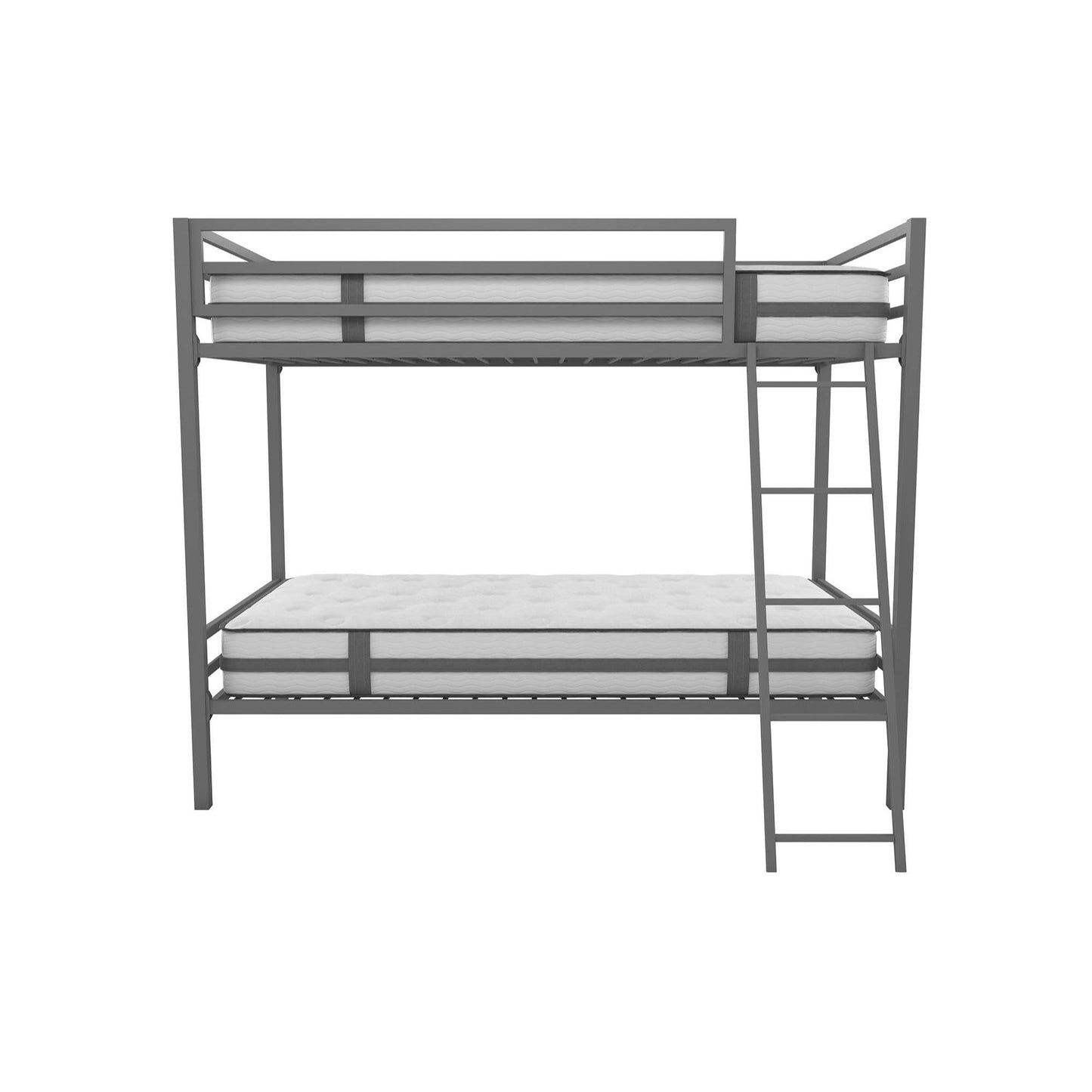 Novogratz Maxwell Twin-Over-Twin Metal Bunk Bed, Grey