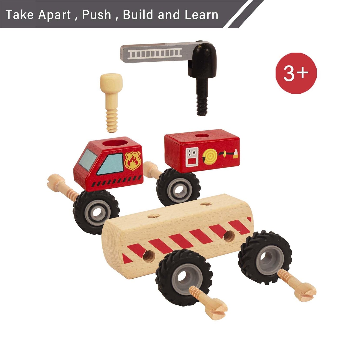 2 Pcs Wooden Construction Vehicles for Toddlers