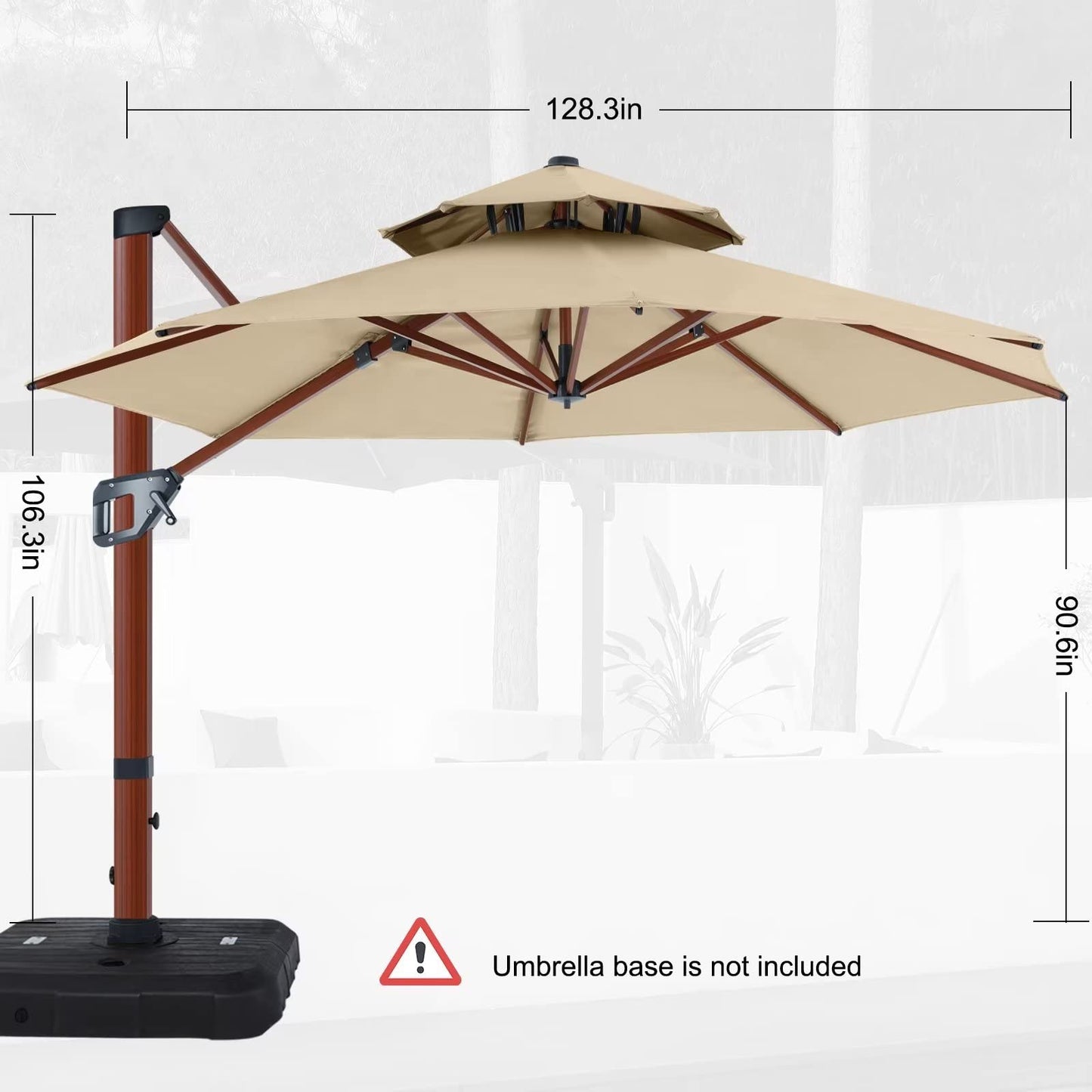 ABCCANOPY 11ft Patio Umbrella - Large Windproof Cantilever Umbrella with 360-degree Rotation,Sunbrella Fade-Resistant Outdoor Offset Round Wood Grain Umbrella for Backyard Garden Deck Pool, Beige