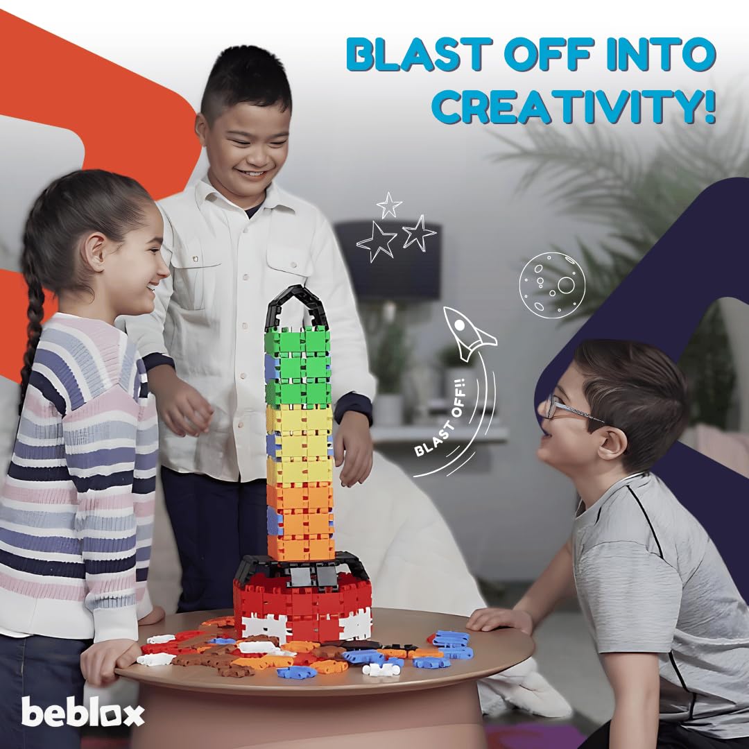 BEBLOX Building Blocks Rocket Set - Building Toys for Kids Ages 4-8 - Learning & Educational Fun Stem Toys - Birthday Gifts for Boys & Girls Age 4 5 6 7 8 9 10 11 & 12 Year Old Toys