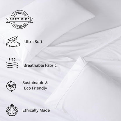 LANE LINEN Organic Cotton Queen Sheet Set - White