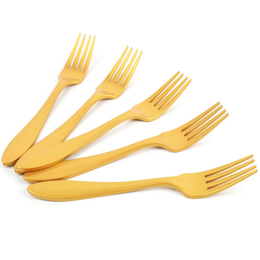 Disposable Forks Plastic, 200 Pcs Forks For Parties, Plastic Silverware Heavy Duty, Solid and Durable Plastic Utensils, Disposable Table Forks & Dinner Forks For Noodle/Salad, Golden Shower Forks