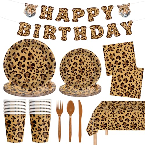 142 Piece Cheetah Print Birthday Party Supplies Set