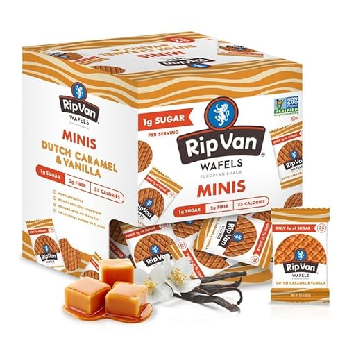 32 Pack Rip Van Wafels Mini Caramel Stroopwafels Keto