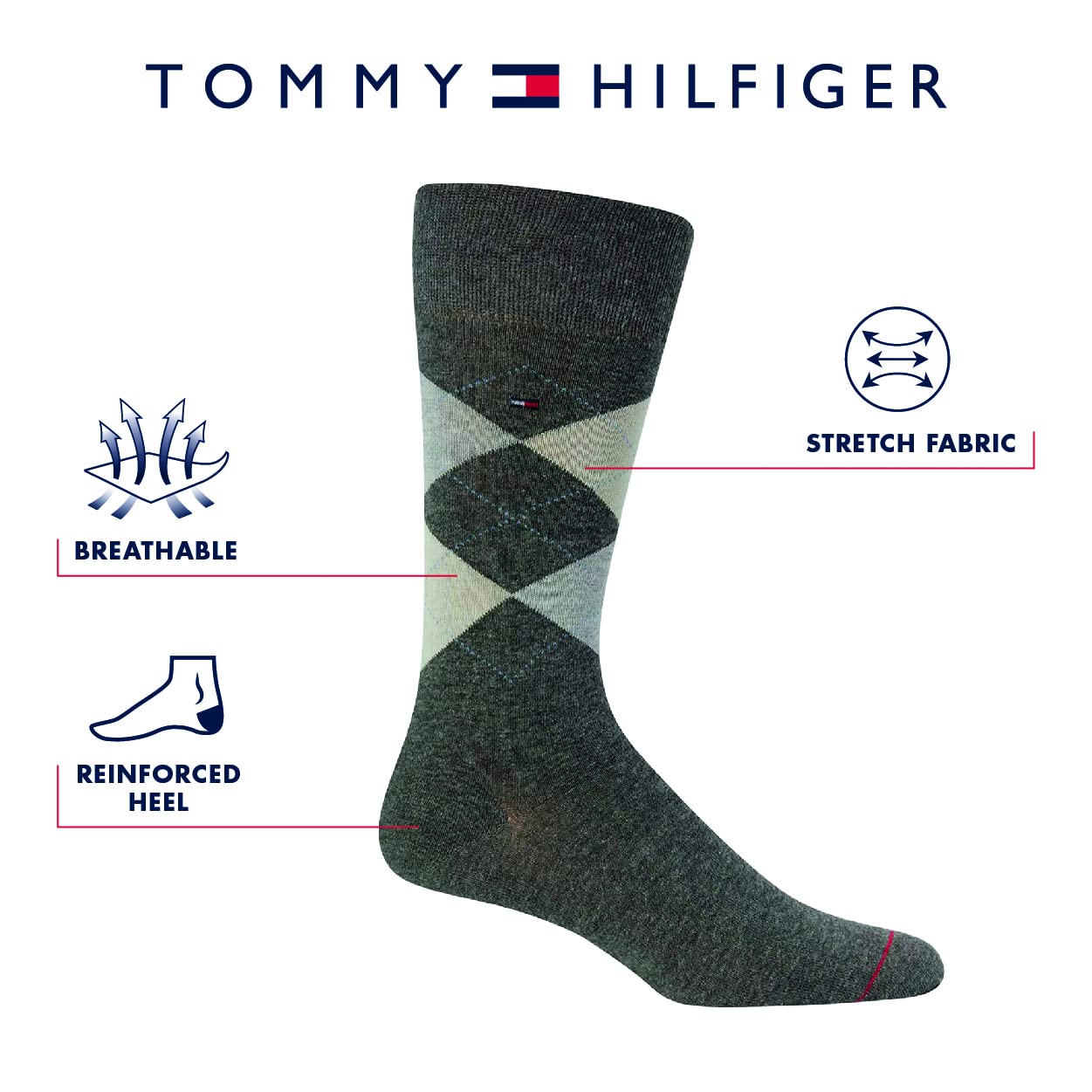 Tommy Hilfiger Men's Dress Socks - Lightweight Comfort Crew Sock (4 Pack), Size 7-12, Black