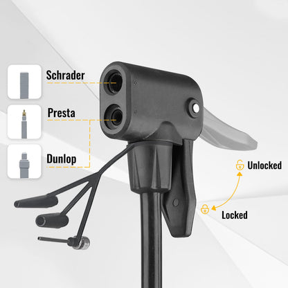 MOHEGIA Bike Floor Pump with Gauge, 160 PSI