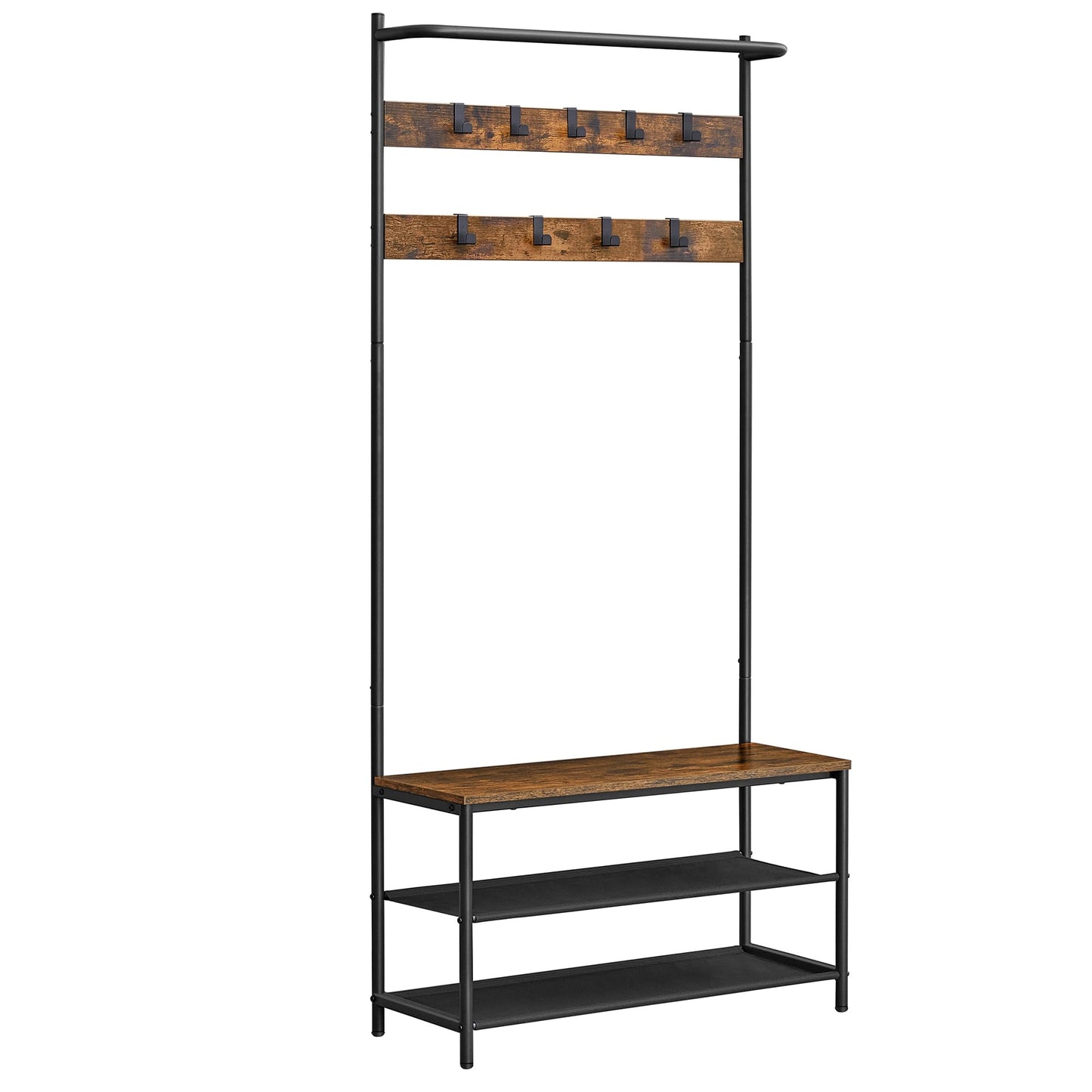 VASAGLE Entryway Bench with Shoe Storage and Hooks