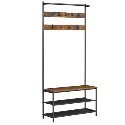VASAGLE Entryway Bench with Shoe Storage and Hooks