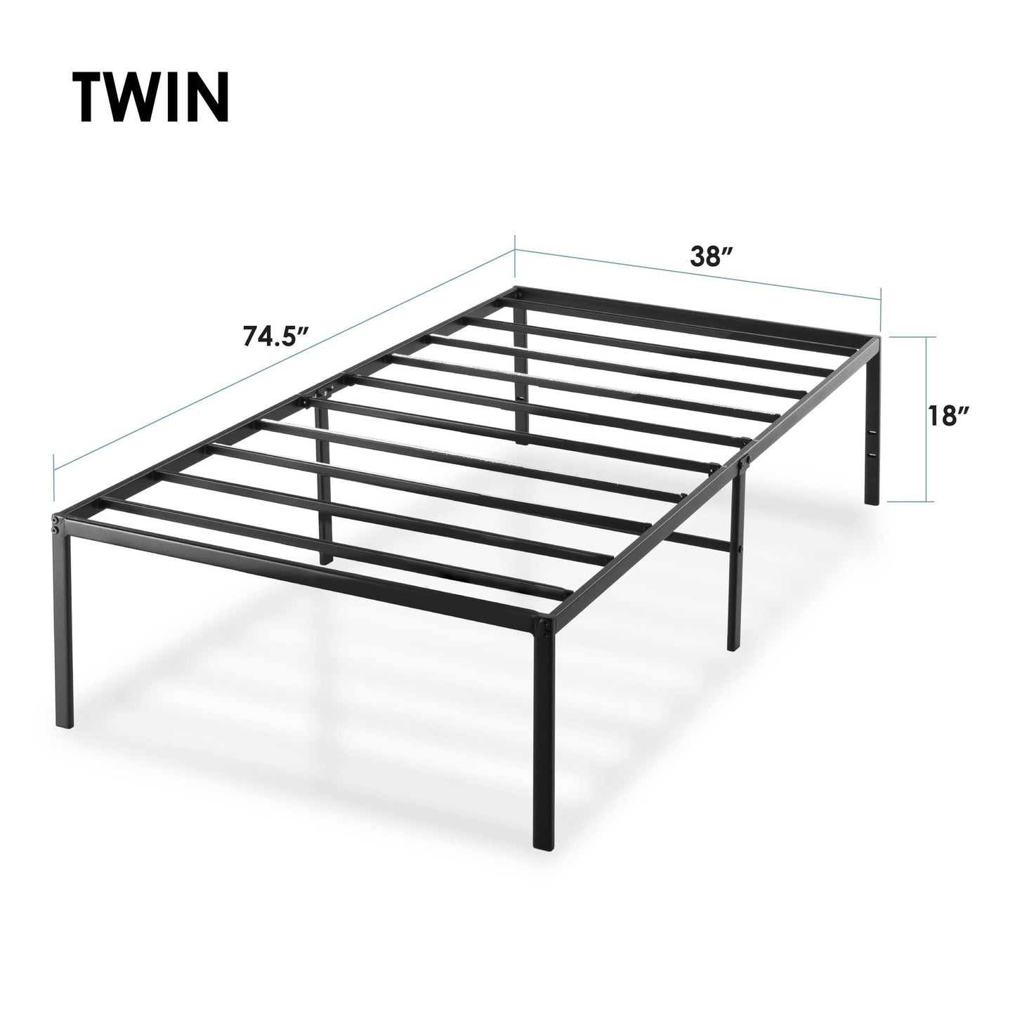 Best Price Mattress Twin 18 Inch Black Metal Platform Bed Frame