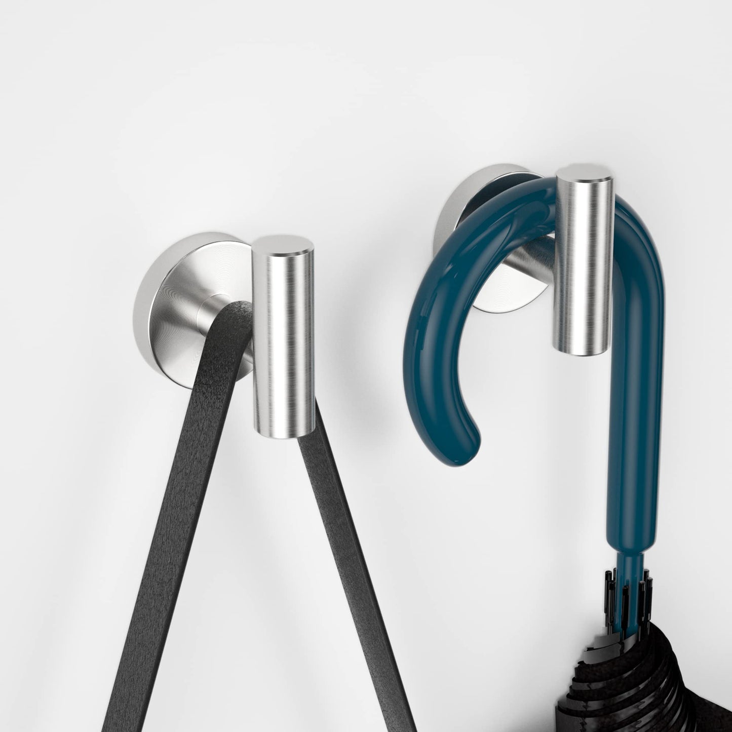 SOCONT Towel Hooks for Bathrooms Wall Mount, 2 Pack Silver Brushed Towel Hook for Hanging, Heavy-Duty Bathroom Wall Hooks for Towel Robe Black Wall Hooks SUS 304 Stainless Steel for Bathroom Kitchen