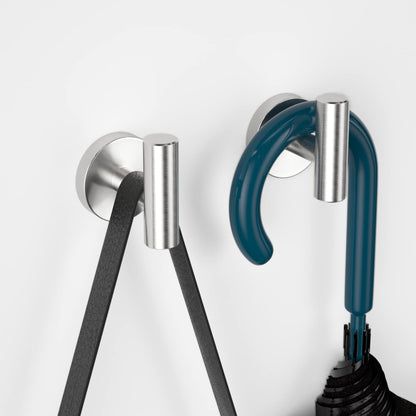 SOCONT Towel Hooks for Bathrooms Wall Mount, 2 Pack Silver Brushed Towel Hook for Hanging, Heavy-Duty Bathroom Wall Hooks for Towel Robe Black Wall Hooks SUS 304 Stainless Steel for Bathroom Kitchen