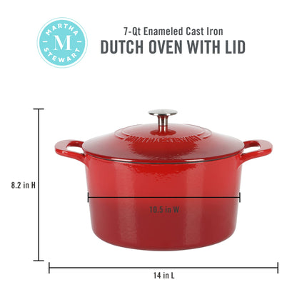 Martha Stewart 7 QT Enamel Cast Iron Dutch Oven