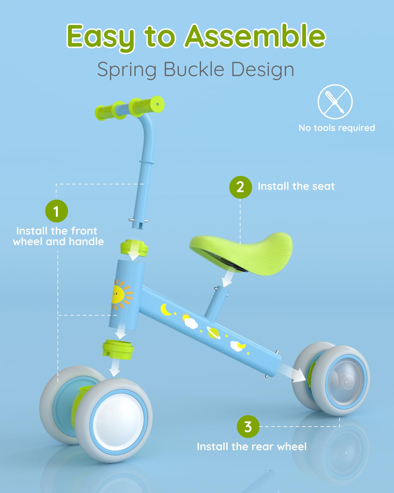Colorful Toddler Balance Bike for 1 Year Olds