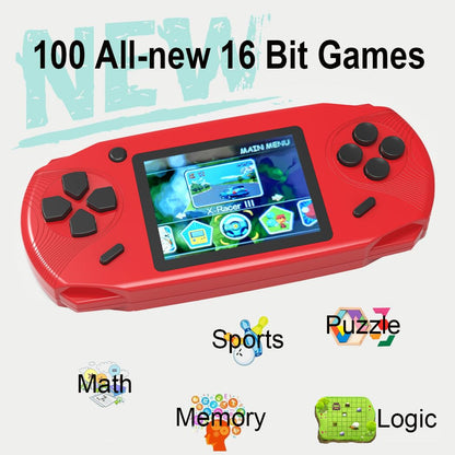 Beijue 16 Bit Handheld Games for Kids Adults 3.0'' Large Screen Preloaded 100 HD Classic Retro Video Games USB Rechargeable Seniors Electronic Game Player Birthday Xmas Present (Red)