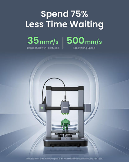 AnkerMake M5C 3D Printer, 500 mm/s High-Speed Printing, All-Metal Hotend, Supports 300℃ Printing, Control via Multi-Device, Intuitive, 7×7 Auto-Leveling, 220×220×250 mm Print Volume