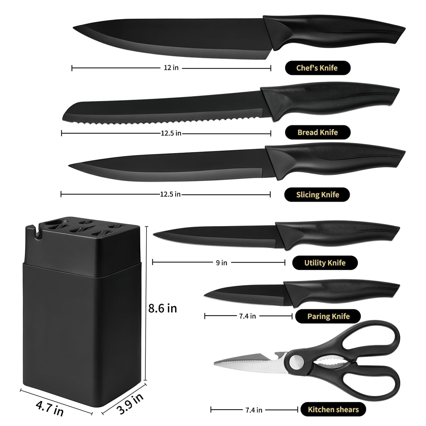 7-Piece Kitchen Knife Set with Block