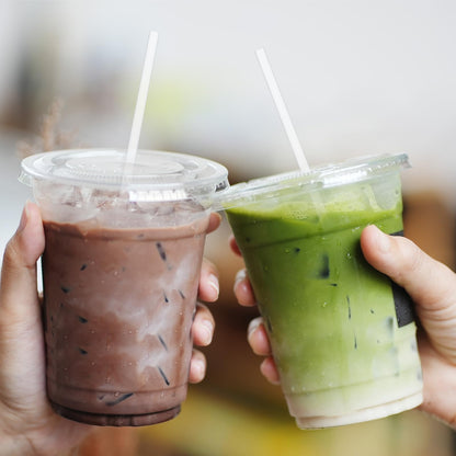 100 Pack Disposable Iced Coffee Cups with Lids