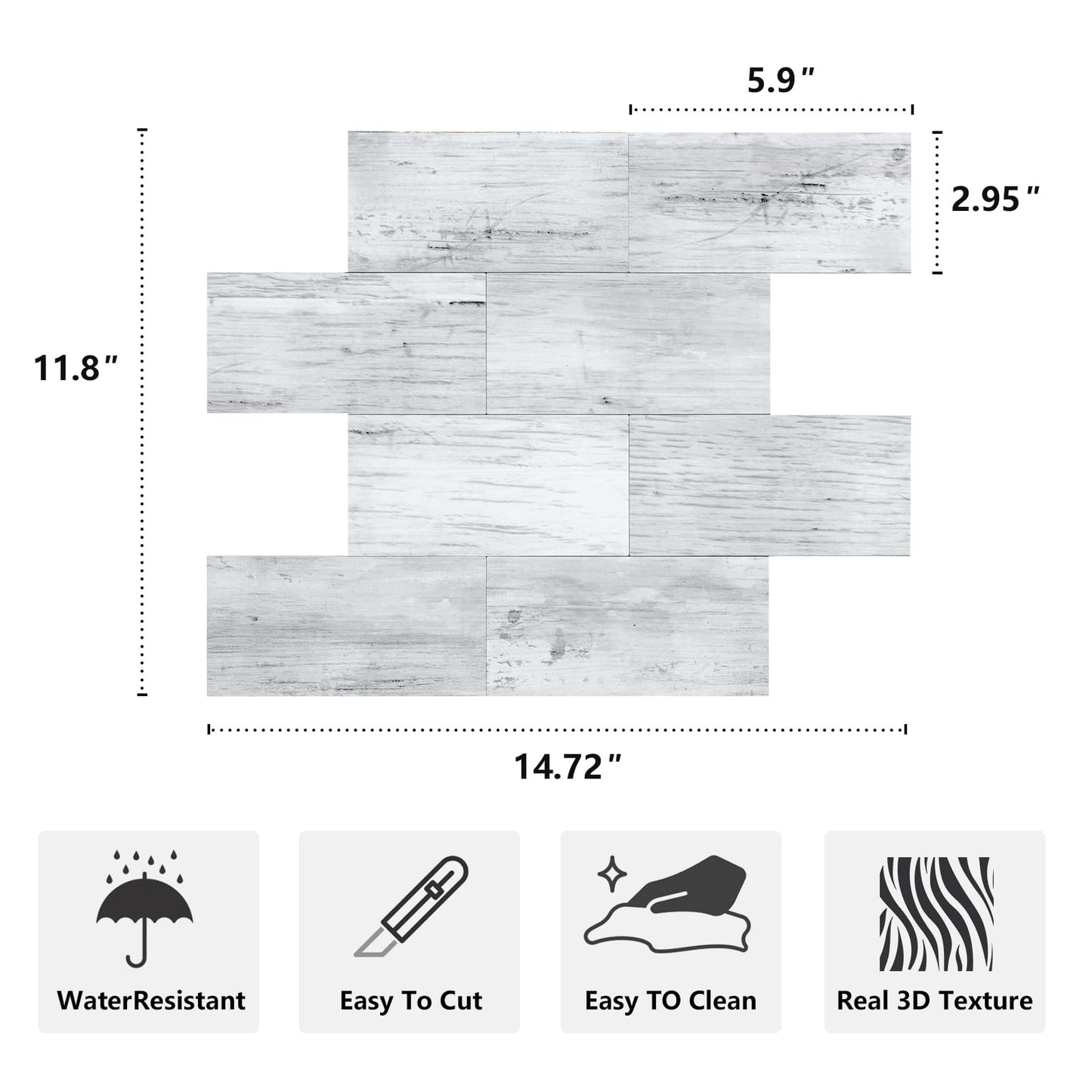 UPDATE: DEAD! Midcard 5 Sheets Light Rustic White/Gray Wood Peel and Stick Tile Backsplash
