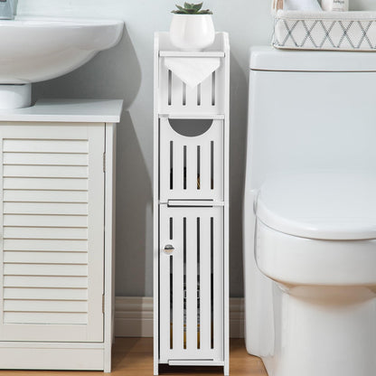 AOJEZOR Bathroom Storage Cabinet: Small Bathroom Storage Cabinet - Toilet Paper Cabinet Fit for Mega Roll - White