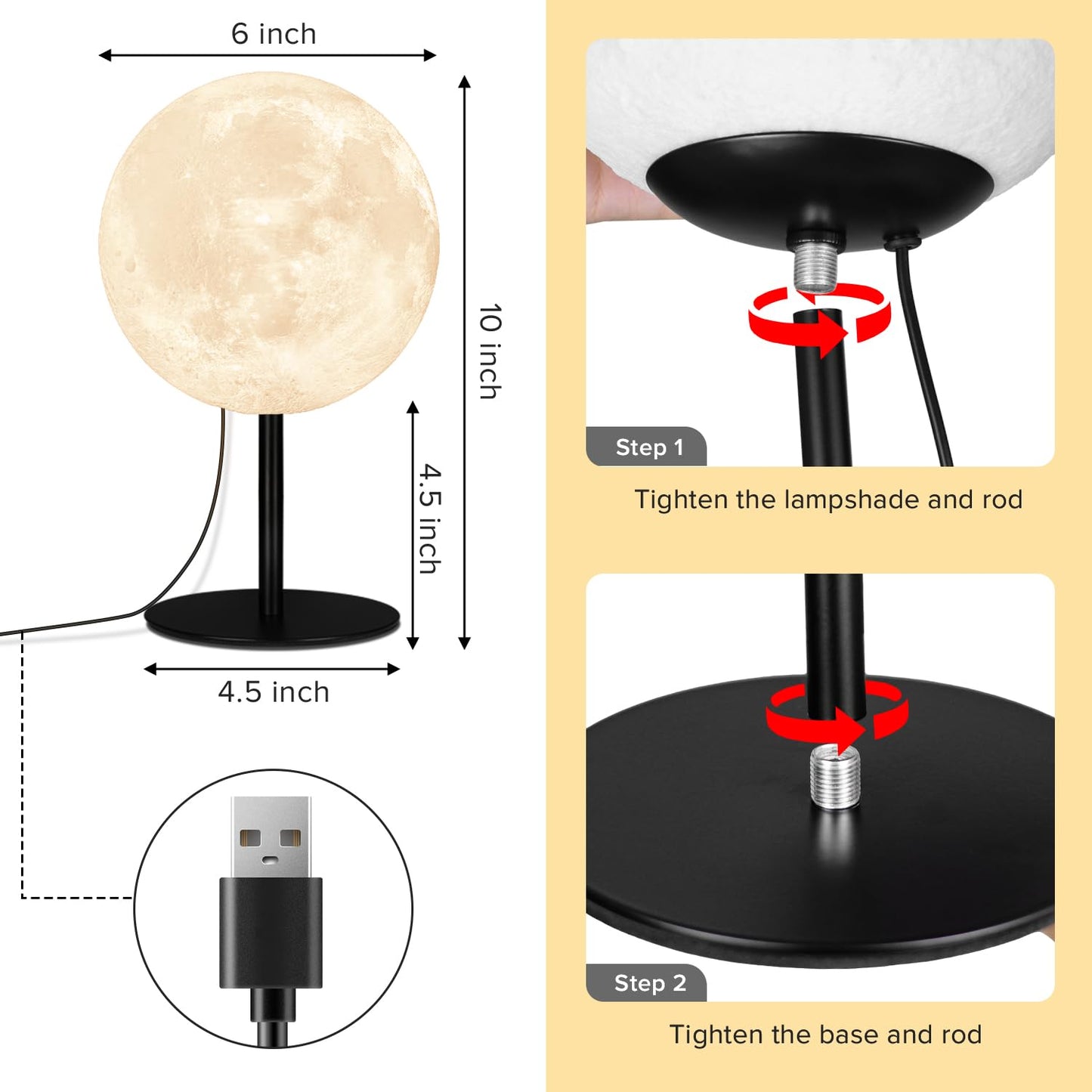Small Table Lamp for Bedroom - Moon Lamp