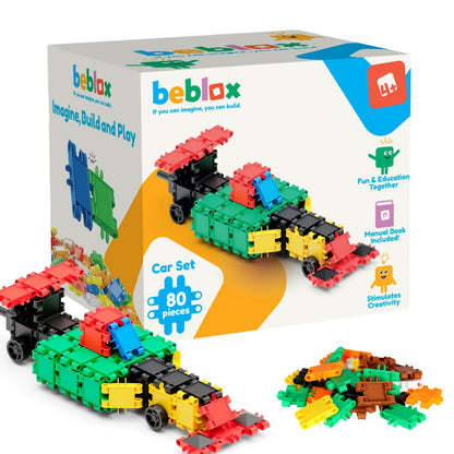 BEBLOX Building Blocks Car Set for Kids