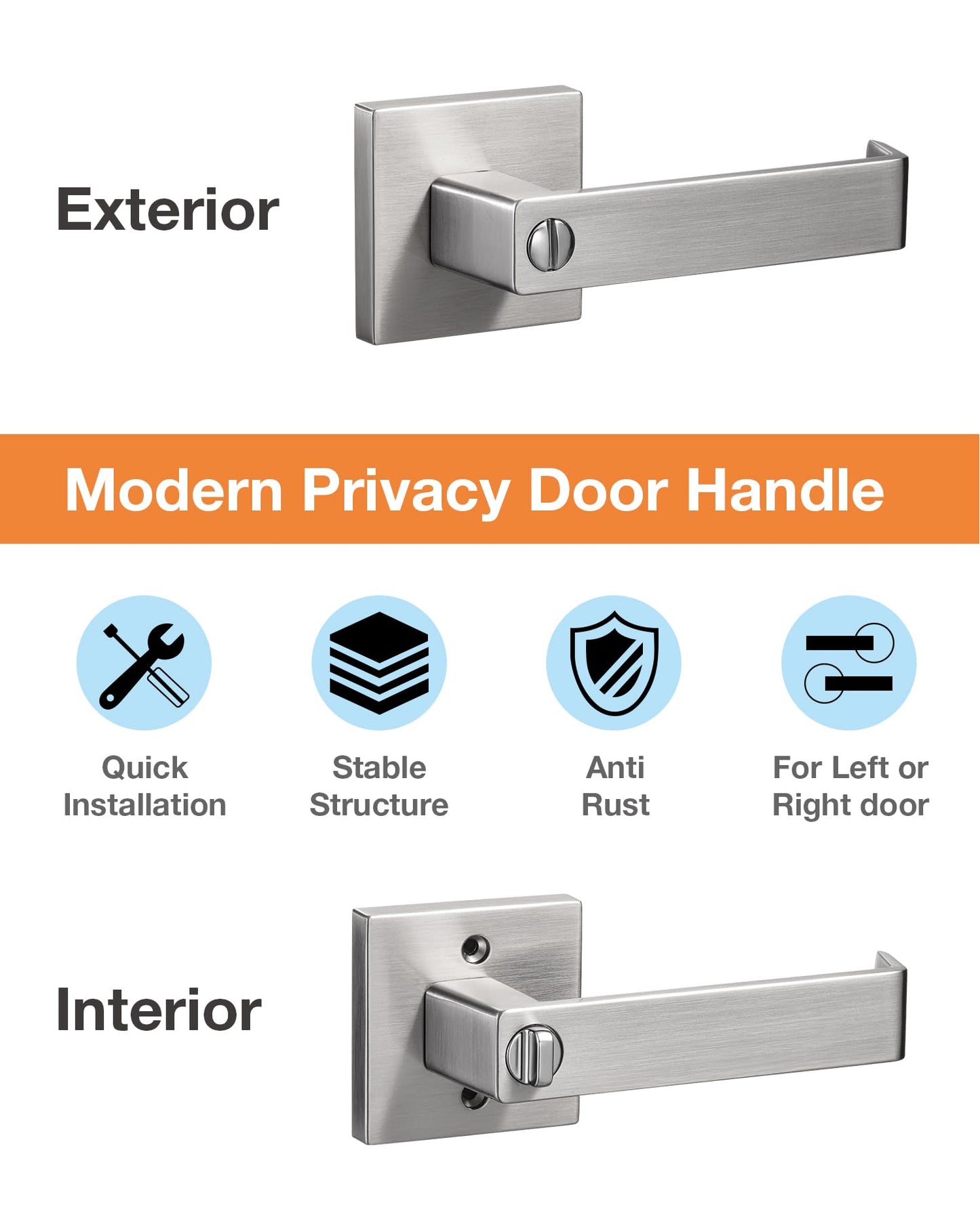Privacy Door Lever Lock for Bathroom or Bedroom