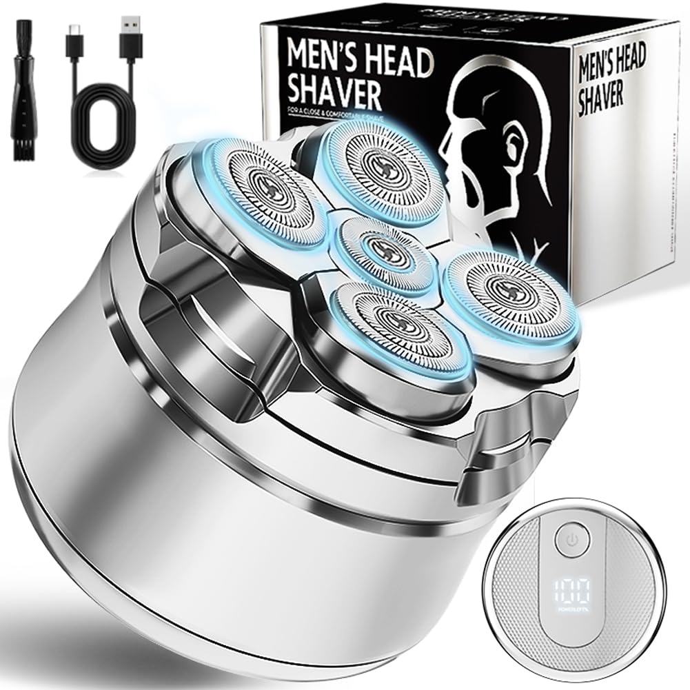 Waterproof Cordless Electric Head Shaver for Men