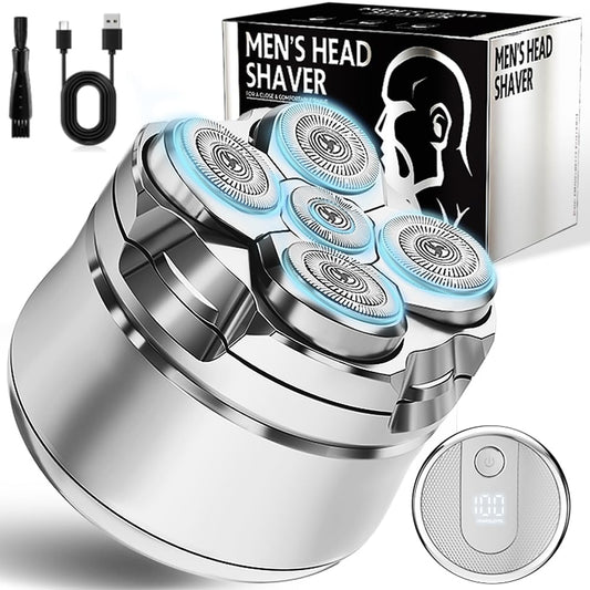 Waterproof Cordless Electric Head Shaver for Men