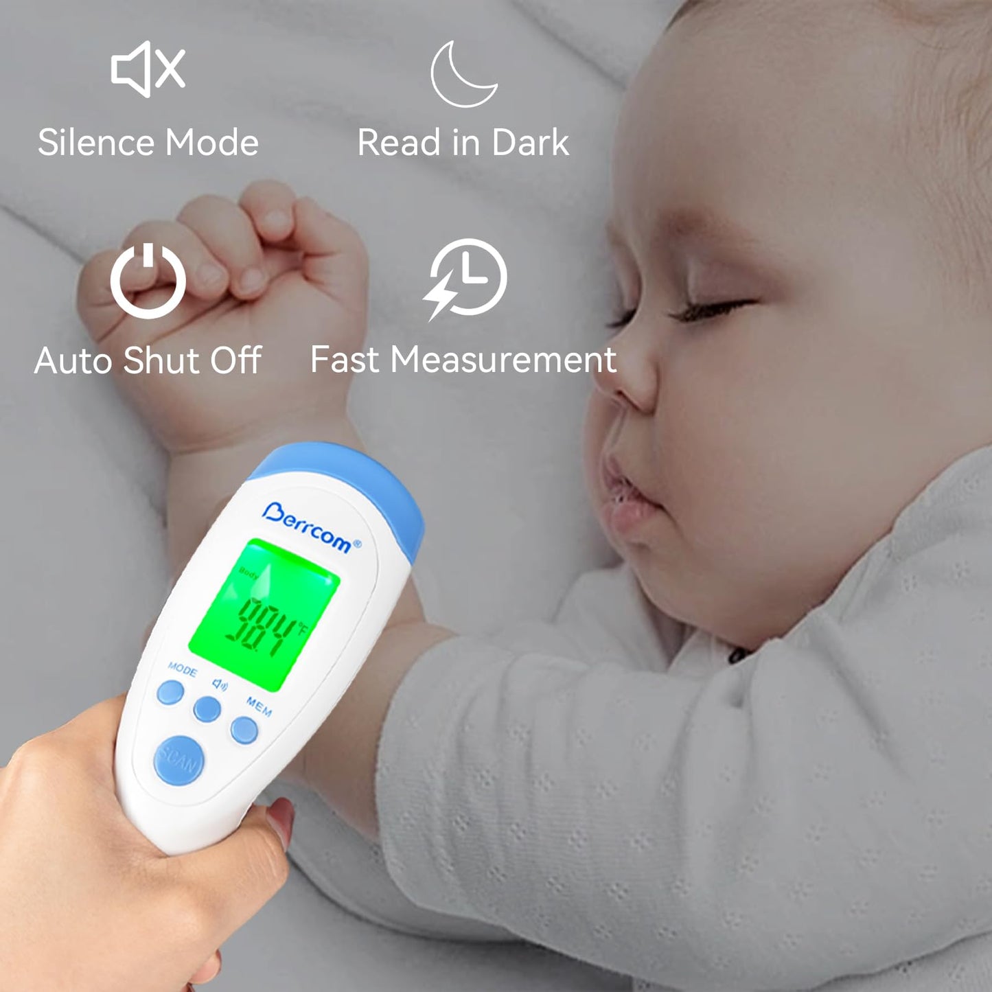 Non-Contact Infrared Forehead Thermometer by Berrcom