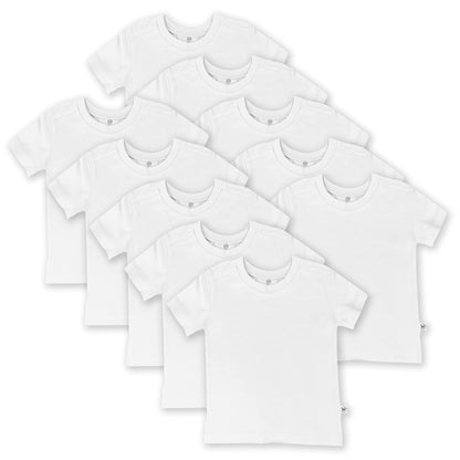 HonestBaby Organic Cotton Short Sleeve T-Shirt Multi-Packs, 10-Pack Bright White, Preemie