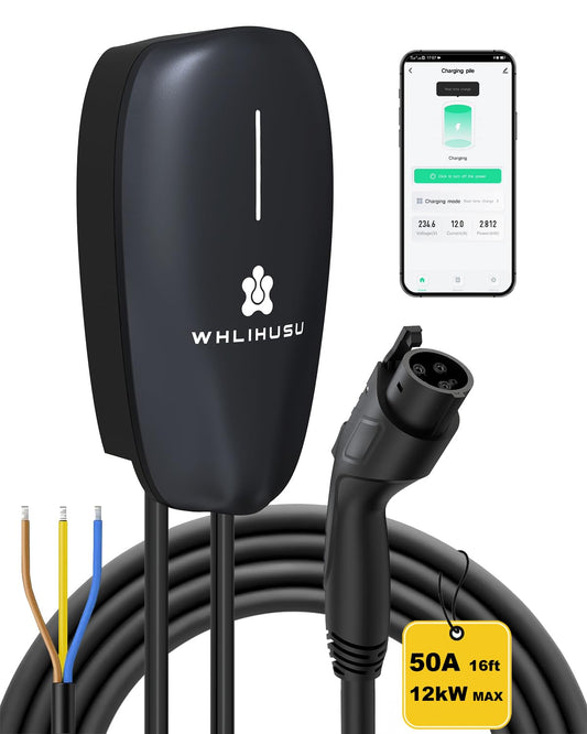 50 Amp WiFi EV Charger with 16ft Cable