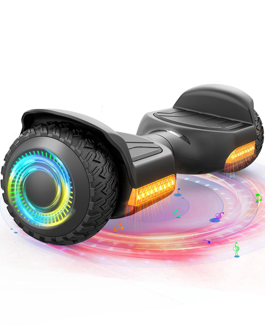 Gyroor Hoverboard New G13 All Terrain Hoverboard with LED Lights & 500W Motor, Self Balancing Off Road Hoverboards with Bluetooth for Kids ages 6-12 and Adults-Black