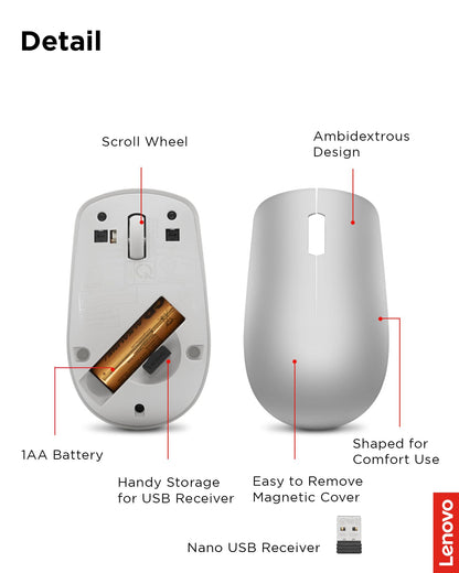 Lenovo Wireless Mouse for PC and Laptop