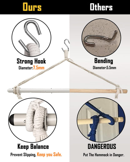 Lulladle Hammock Chair Hanging Rope Swing - Hammock Chair Bedrooms - Swing Chair Indoor - Hanging Chair Outdoor - Max Weight 500 Lbs