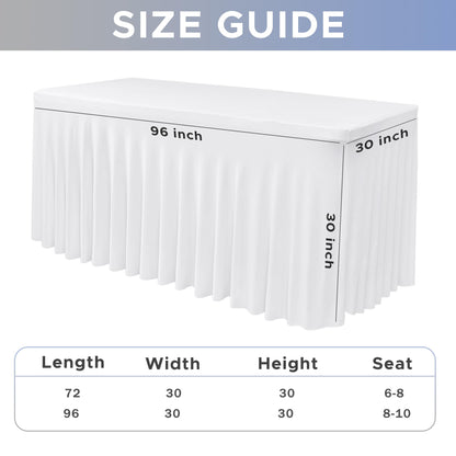White Spandex Table Skirt for 8 Foot Tables