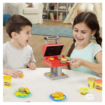 Play-Doh Kitchen Creations Grill 'n Stamp Playset, 6 Colors & 7 Barbecue Toy Accessories, for Boys & Girls, Play Food Set, Preschool Toys, Ages 3+