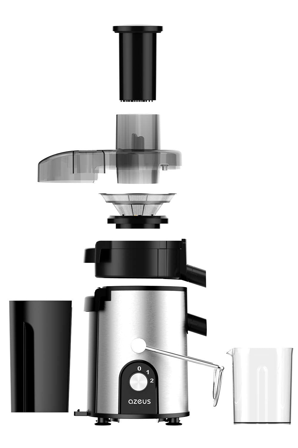 AZEUS Centrifugal Juicer Machines, Juice Extractor with Germany-Made 163 Chopping Blades (Titanium Reinforced) & 2-Layer Centrifugal Bowl, High Juice Yield, Easy to Clean, Anti-Drip,100% BPA-Free